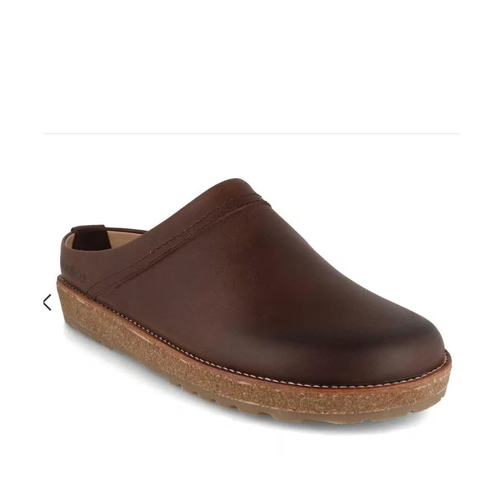 HAFLINGER 41 Unisex Leather Clogs $170 Travel Classic Men 8 Women 10 Dark Brown